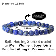 Lapis Lazuli Diamond Cut Bracelet - 8mm Beads for Reiki Healing - BrahmatellsStore
