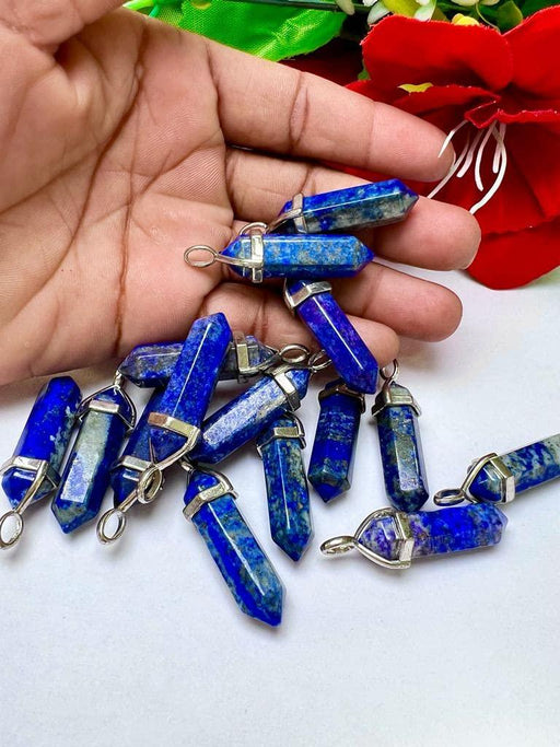 Lapis Lazuli Stone Healing Double Terminated Point Pendant - BrahmatellsStore