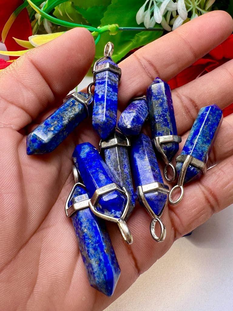 Lapis Lazuli Stone Healing Double Terminated Point Pendant - BrahmatellsStore