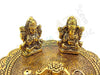 Laxmi Ganesh Pooja Thali in Metal with Deepak and Dhoopbatti Stand | Colour: Gold - BrahmatellsStore