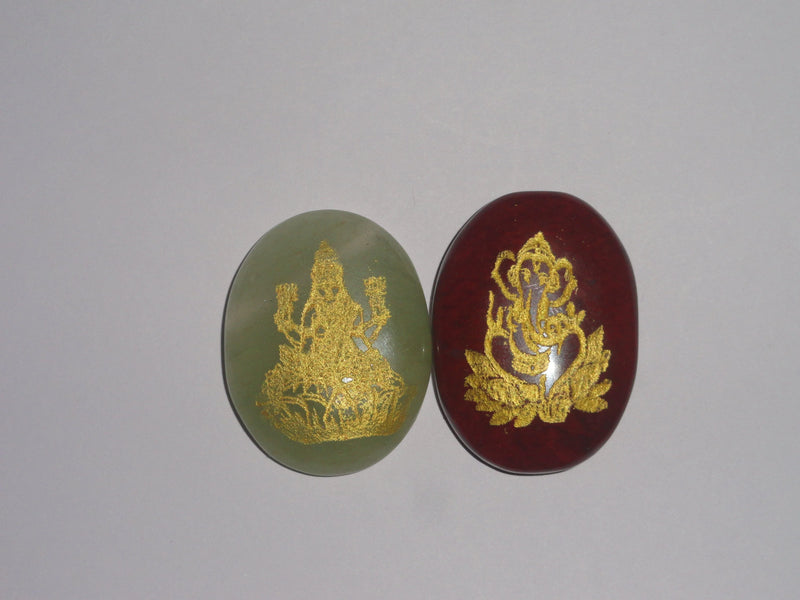 Laxmi Ganesha Combo - Red Jasper and Green Aventurine - BrahmatellsStore