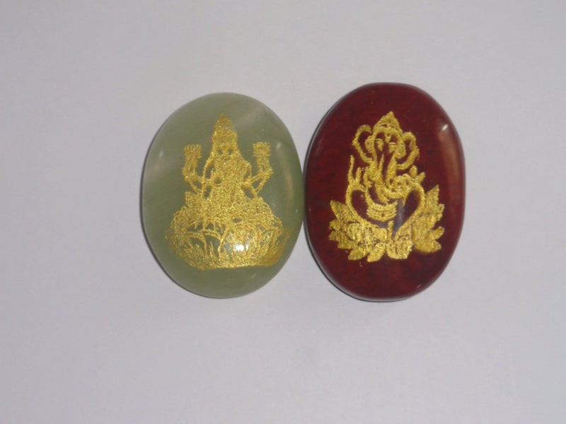Laxmi Ganesha Combo - Red Jasper and Green Aventurine - BrahmatellsStore