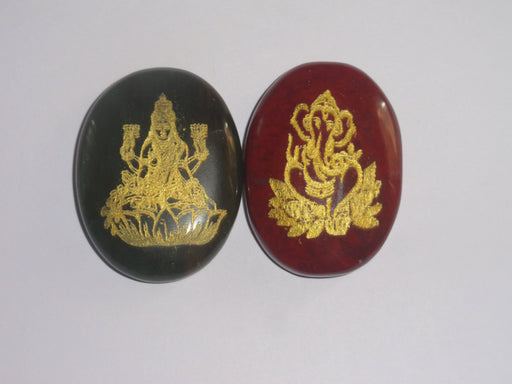 Laxmi Ganesha Combo - Red Jasper and Green Jade - BrahmatellsStore