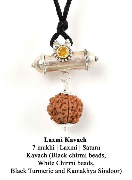 Laxmi Kavach Pendant with 7 Mukhi Rudraksha | Brahmatells - BrahmatellsStore