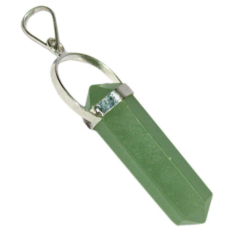 Light Green Aventurine Stone Double Point Pencil Pendant 2 Inch - BrahmatellsStore