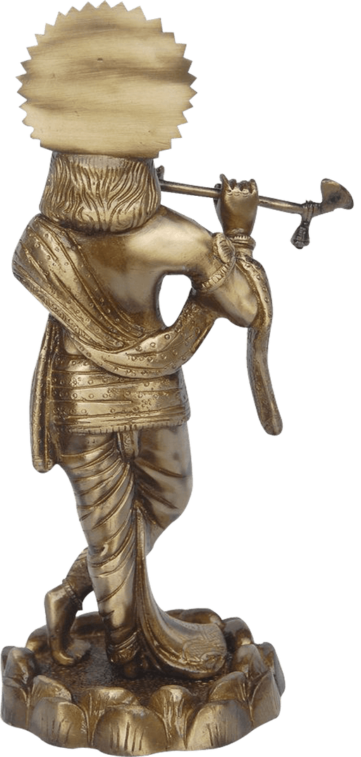 Lord Krishna Brassware Statue In Antique Finish - BrahmatellsStore