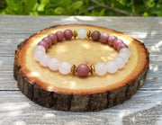 Love and Heart Chakra Healing Bracelet - Rhodonite & Rose Quartz | Brahmatells - BrahmatellsStore
