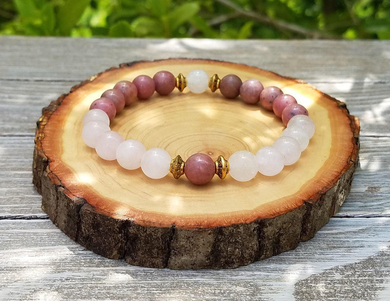 Love and Heart Chakra Healing Bracelet - Rhodonite & Rose Quartz | Brahmatells - BrahmatellsStore