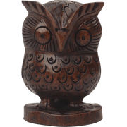 Lucky Owl Statue with Googly Eyes - Wooden Owl Figurines & Statues - BrahmatellsStore