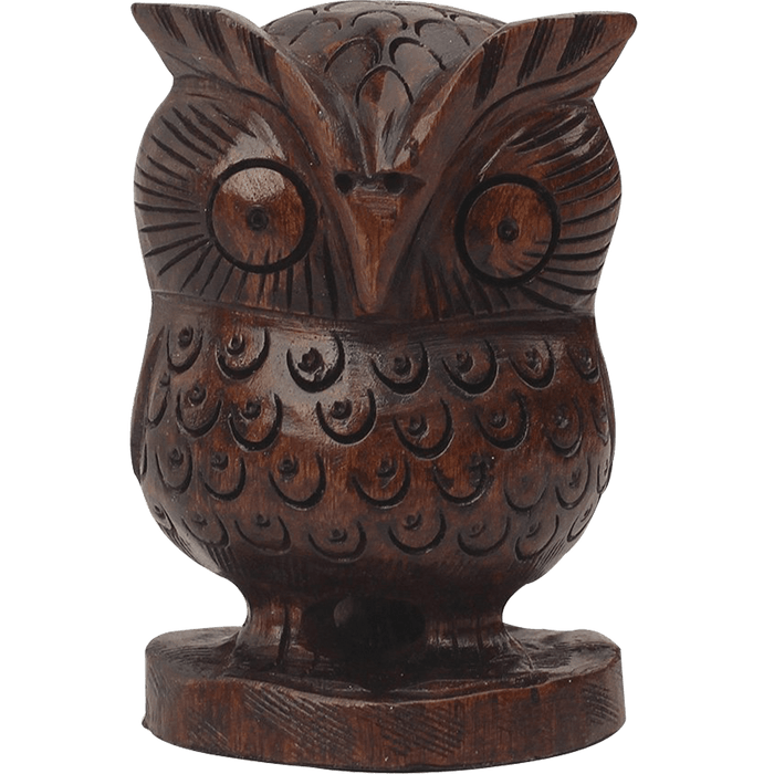Lucky Owl Statue with Googly Eyes - Wooden Owl Figurines & Statues - BrahmatellsStore