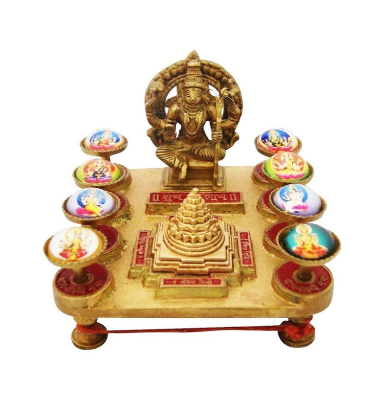 Mahalakshmi Yantra Chowki (Brass Chowki) | Ashtalaxmi Yantra Brass Chowki for Money - BrahmatellsStore