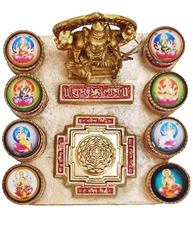 Mahalakshmi Yantra Chowki (Brass Chowki) | Ashtalaxmi Yantra Brass Chowki for Money - BrahmatellsStore