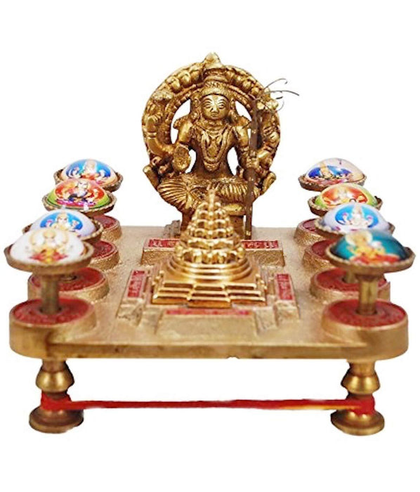 Mahalakshmi Yantra Chowki (Brass Chowki) | Ashtalaxmi Yantra Brass Chowki for Money - BrahmatellsStore