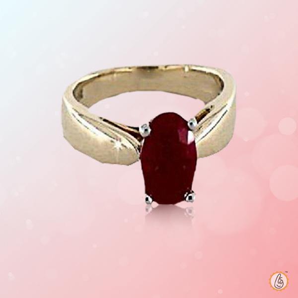 Maroon-Red Ruby Manak Oval Ring - Sun's Radiance | Brahmatells - BrahmatellsStore