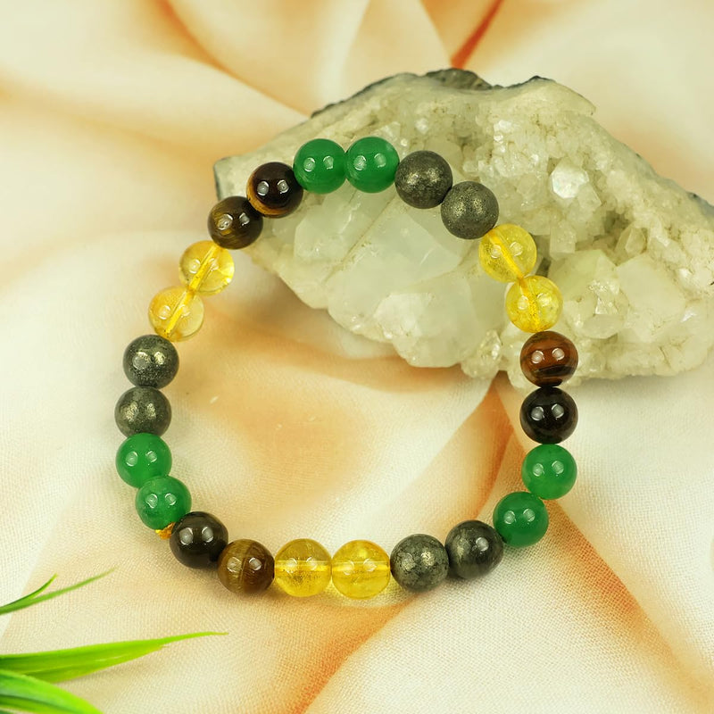 Money Magnet Wealth Bracelet | Pyrite, Tiger Eye, Citrine | 8mm Beads - BrahmatellsStore