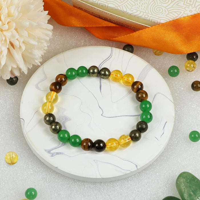 Money Magnet Wealth Bracelet | Pyrite, Tiger Eye, Citrine | 8mm Beads - BrahmatellsStore