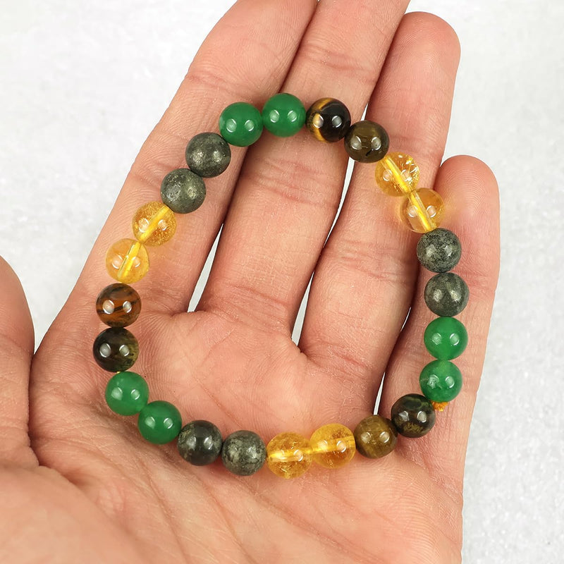 Money Magnet Wealth Bracelet | Pyrite, Tiger Eye, Citrine | 8mm Beads - BrahmatellsStore