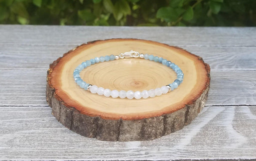 Moonstone & Aquamarine Bracelet - Calming Bracelet - BrahmatellsStore
