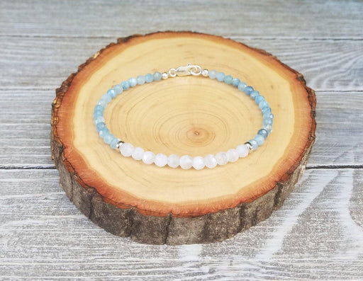 Moonstone & Aquamarine Bracelet - Calming Bracelet - BrahmatellsStore