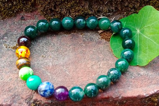 Moss Agate 7 Chakra Bracelet for Energy Harmony | Brahmatells - BrahmatellsStore
