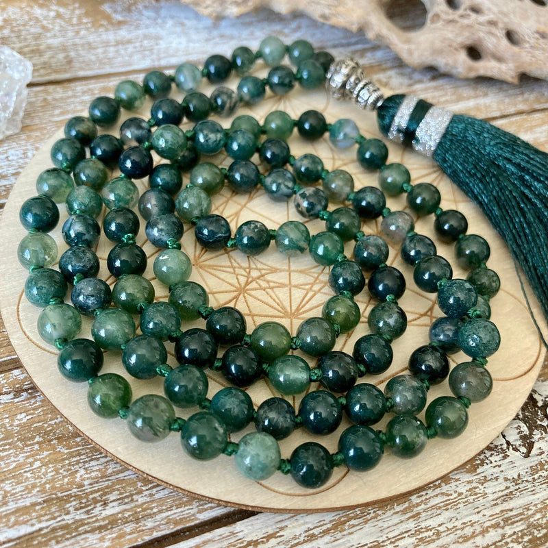 Moss Agate Japa Mala for Meditation | Brahmatells - BrahmatellsStore