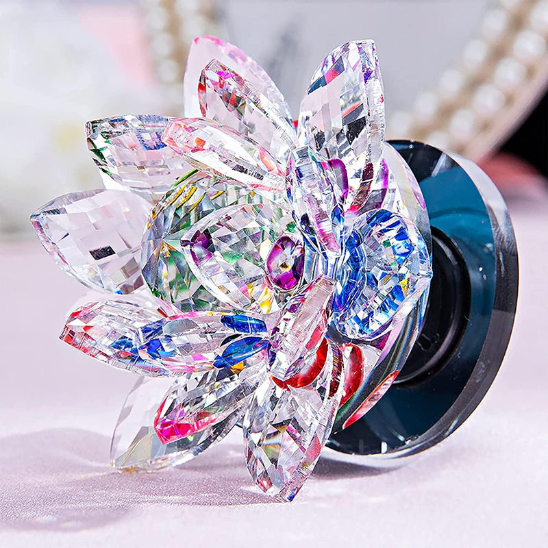 Multicolor Crystal Lotus with Rotating Stand | Brahmatells - BrahmatellsStore