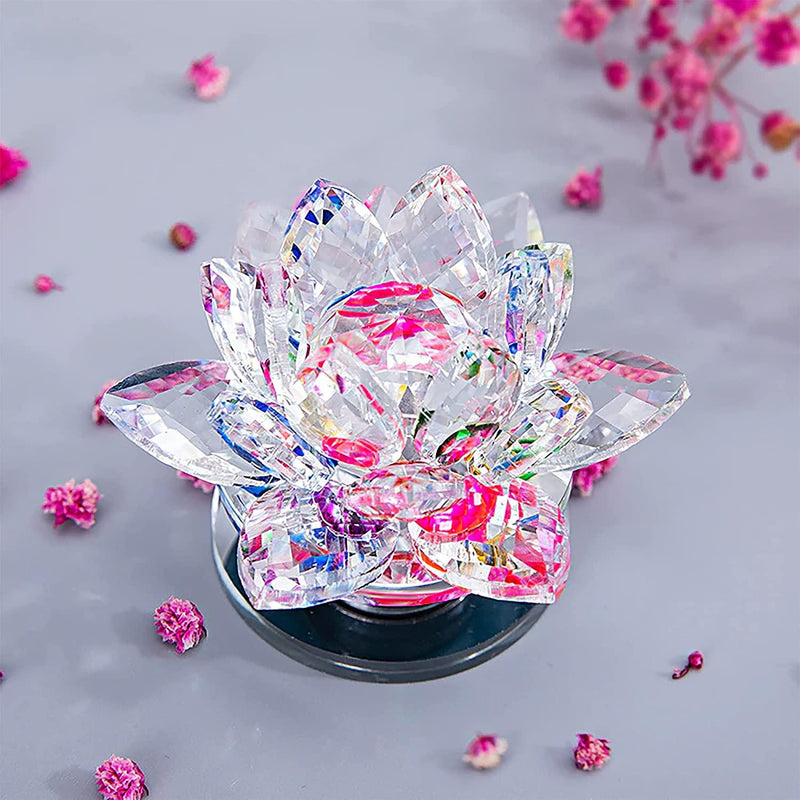Multicolor Crystal Lotus with Rotating Stand | Brahmatells - BrahmatellsStore