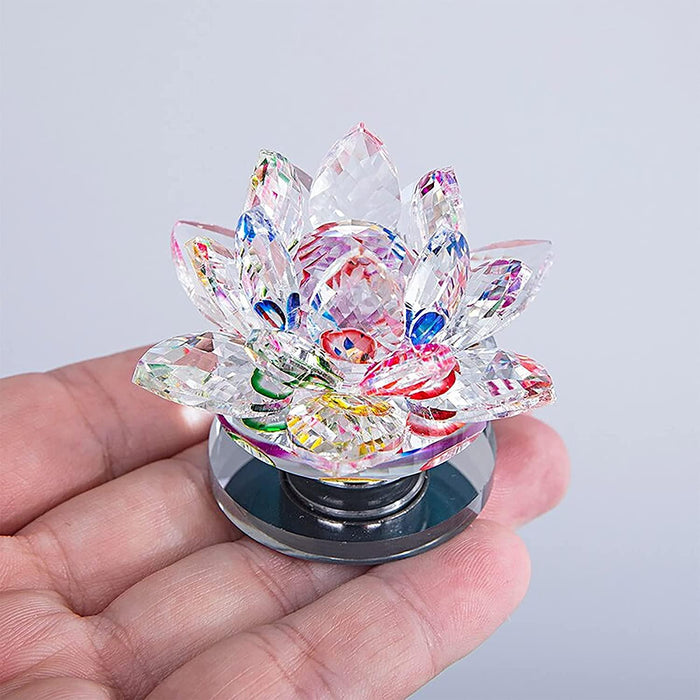Multicolor Crystal Lotus with Rotating Stand | Brahmatells - BrahmatellsStore
