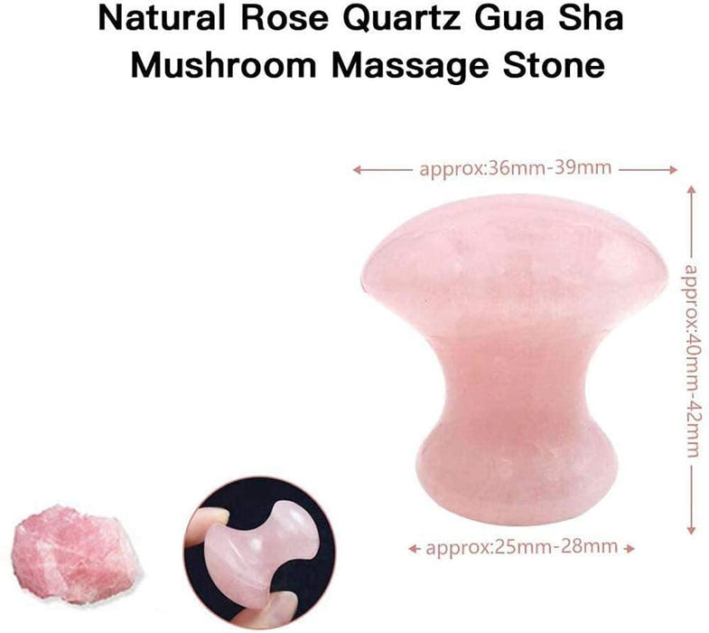 Mushroom Shaped Gua Sha Trio: Rose Quartz, White Jade & Black Agate | Brahmatells - BrahmatellsStore