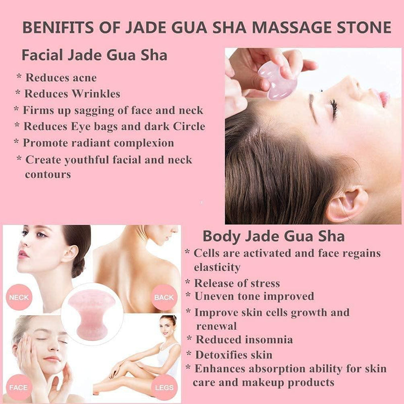 Mushroom Shaped Gua Sha Trio: Rose Quartz, White Jade & Black Agate | Brahmatells - BrahmatellsStore