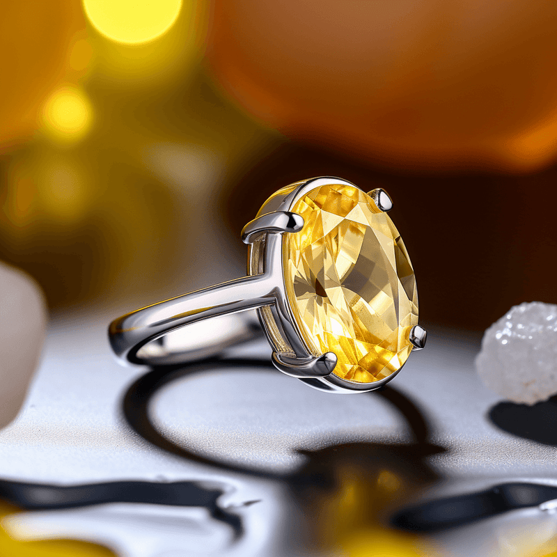 Mustard-Golden Yellow Sapphire Ring - Jupiter's Elegance | Brahmatells - BrahmatellsStore