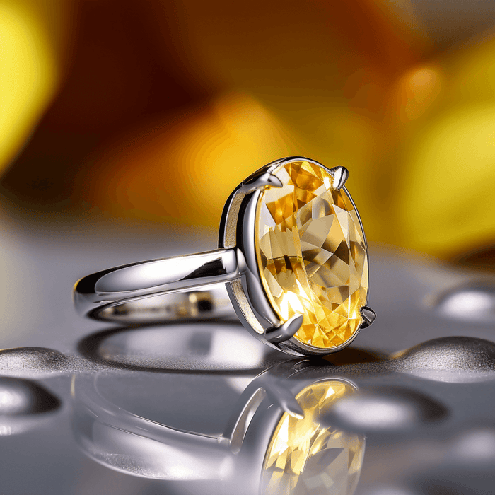 Mustard-Golden Yellow Sapphire Ring - Jupiter's Elegance | Brahmatells - BrahmatellsStore