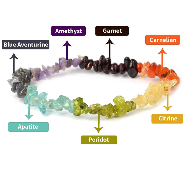 Natural 7 Chakra Bracelet Crystal Stone Chip Bracelet for Reiki Healing and Crystal Healing Stone (Color : Multi) - BrahmatellsStore