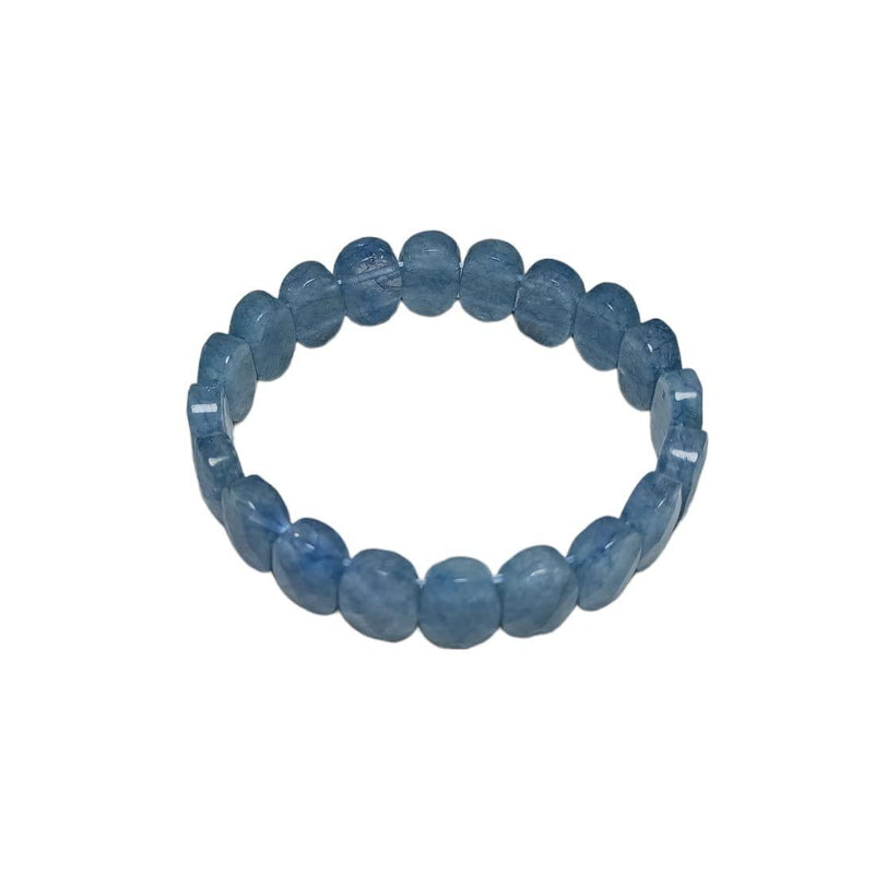 Natural Aquamarine Faceted Healing Crystal Bracelet 14 MM - BrahmatellsStore