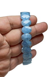 Natural Aquamarine Faceted Healing Crystal Bracelet 14 MM - BrahmatellsStore