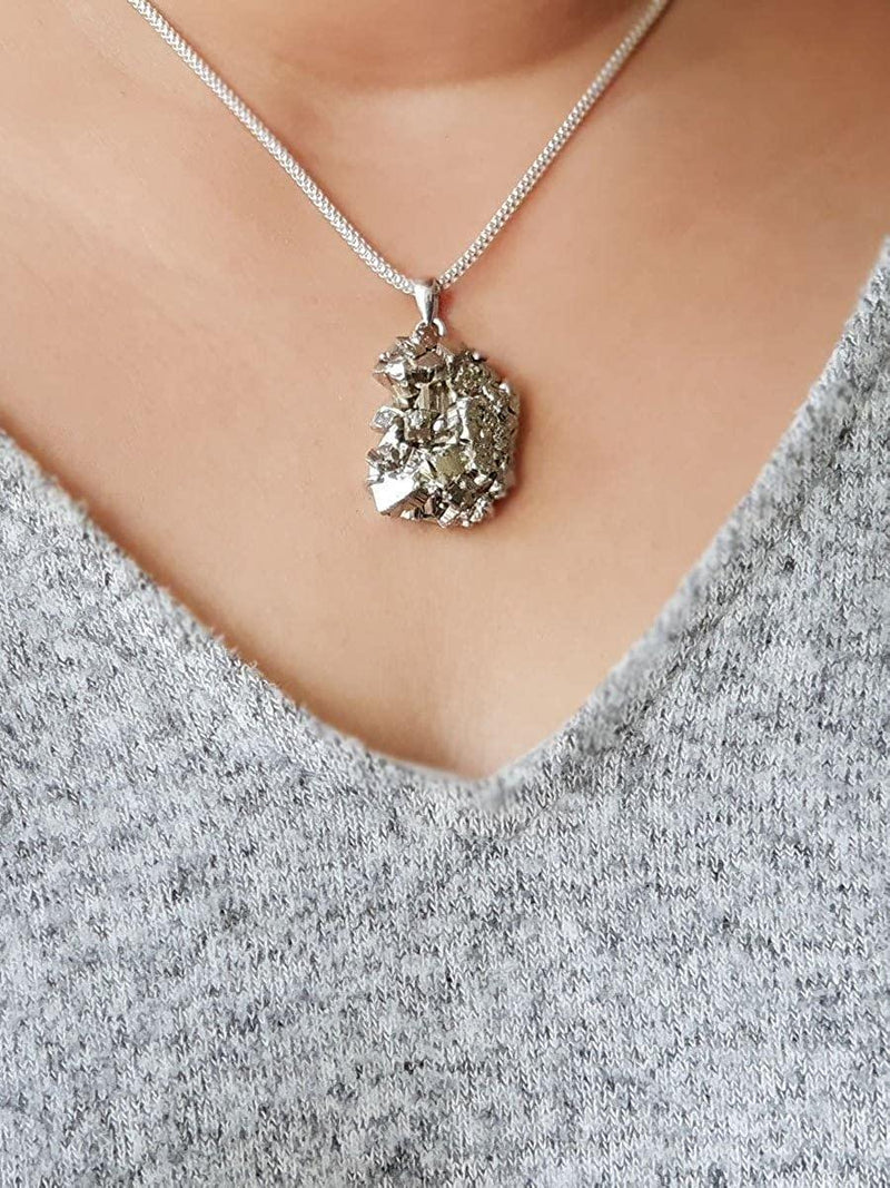 Natural Golden pyrite Wealth Finance Rough Raw Uneven shape Crystal pendant For Men And Women Without Chain - BrahmatellsStore