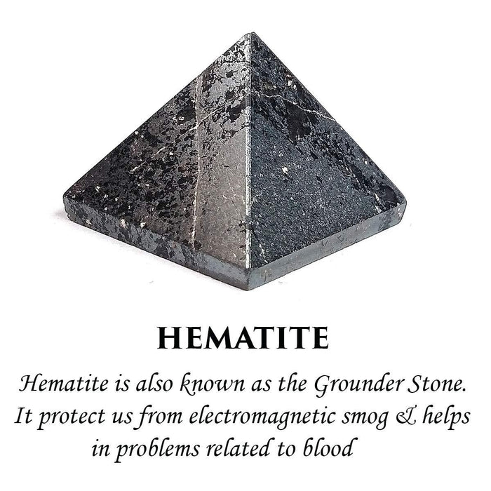 Natural Hematite Pyramid for Reiki Healing and Crystal Healing Stone Pyramid (Color : Silver & Black) - BrahmatellsStore
