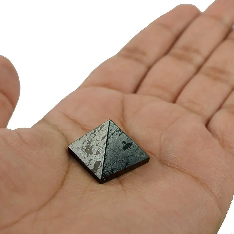 Natural Hematite Pyramid for Reiki Healing and Crystal Healing Stone Pyramid (Color : Silver & Black) - BrahmatellsStore