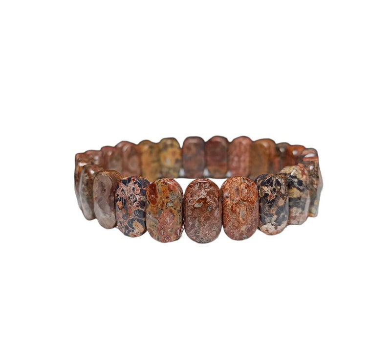 Natural Leopard Skin Jasper Faceted Healing Crystal Bracelet 14 MM - BrahmatellsStore