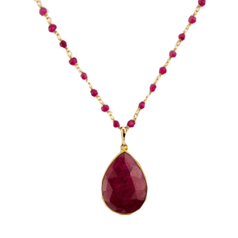 Natural Pear-Drop Ruby Manak Pendant - Unleash Your Power | Brahmatells - BrahmatellsStore
