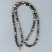 Natural Picture Jasper 108 Mala Beads Necklace - Grounding & Creativity | Brahmatells - BrahmatellsStore