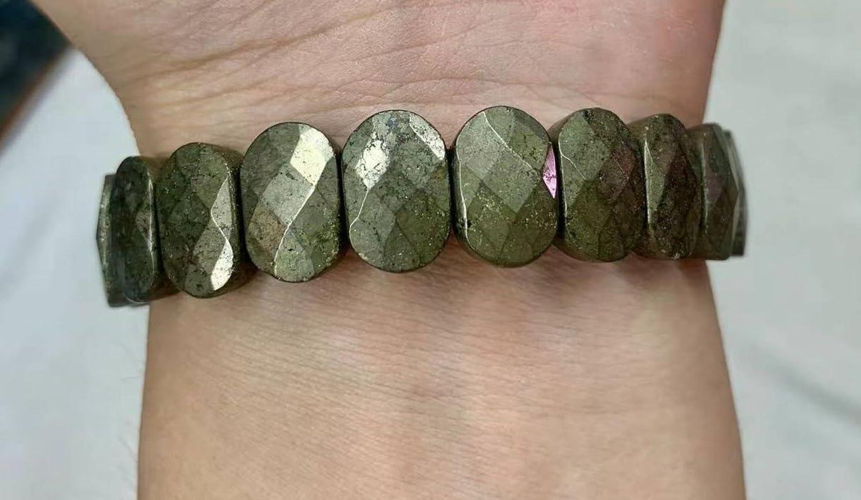 Natural Pyrite Crystal Bracelet for Good Luck & Abundance - BrahmatellsStore