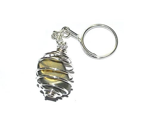Natural Pyrite Crystal Tumble Key Chain Key Ring For Chakra And Reiki Healing - BrahmatellsStore