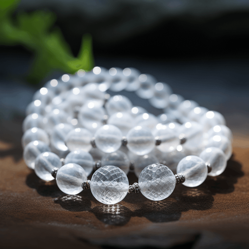 Natural Sphatik Cloudy Mala 8MM 109 Beads - Enhance Energy & Focus | Brahmatells - BrahmatellsStore