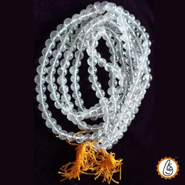 Natural Sphatik Cloudy Mala 8MM 109 Beads - Enhance Energy & Focus | Brahmatells - BrahmatellsStore