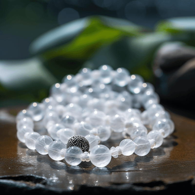 Natural Sphatik Cloudy Mala 8MM 109 Beads - Enhance Energy & Focus | Brahmatells - BrahmatellsStore