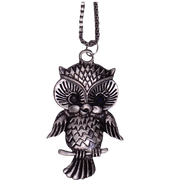 Necklace with long chain for girls, Oxidised Metal Owl Pendant - BrahmatellsStore
