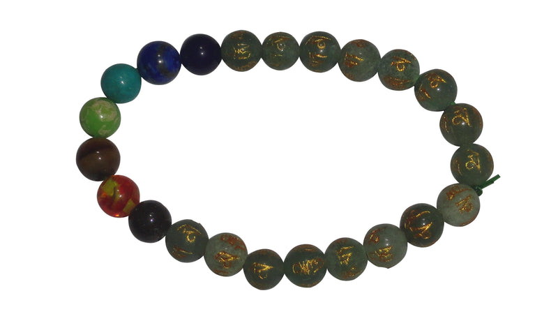 Om Mani Padme Green Aventurine Bracelet - BrahmatellsStore