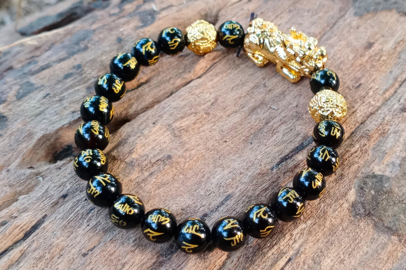 Om Mani Padme Hum Black Tourmaline Bracelet | Brahmatells - BrahmatellsStore