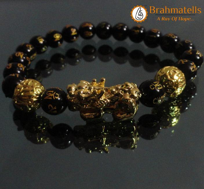 Om Mani Padme Hum Black Tourmaline Bracelet | Brahmatells - BrahmatellsStore